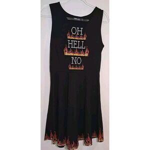 Jawbreaker Oh Hell No Dress Large Flames‎ Black Sleeveless  A Line